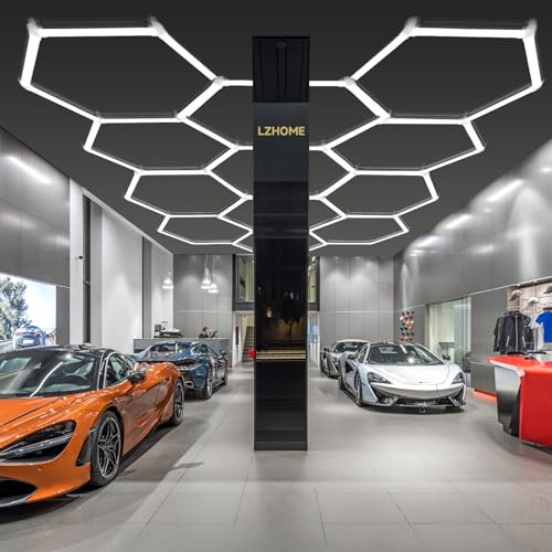 LZHOME Updated Hexagon Garage Light: 79200LM Super Bright Hexagon Garage LED Light, 5000K Natural White, 72 Packs LED Light Car Detailing Ceiling Lights for Warehouse Basement Gym Barbershop Salon