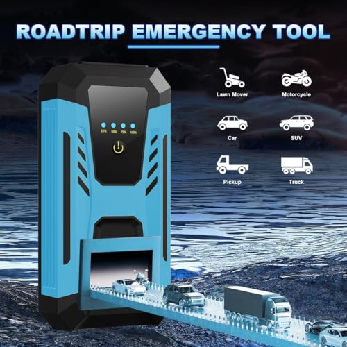 Gehopow 12v Jump Starter for 10.0L Gas/8.0L Diesel, 6000A Peak Car Battery Jumper Starter Portable, IP66 Waterproof Jump Box with Emergency Light and Storage Case