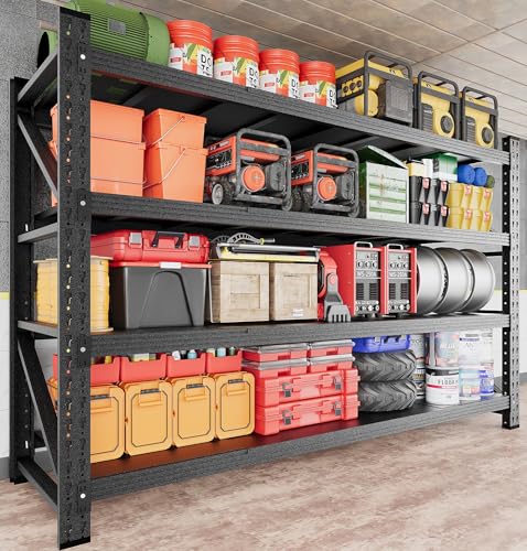 71.3" Wide Heavy Duty Garage Shelving Units,5000LBS Deep Storage Shelves,Black Metal Garage Shelves,Steel Shelf,Large Storage Rack,Industrial Shelving for Shop,Warehouse,Basement,71.3"W x 24"D x 70"H