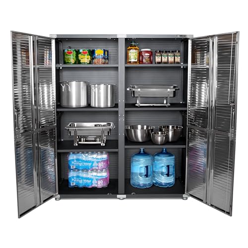 Seville Classics UltraHD Solid Steel Lockable Metal Storage Cabinet Locker Organizer, w/Adjustable Shelves for Garage, Warehouse, Office, Classroom, Graphite, 60" W x 24" D x 72" H