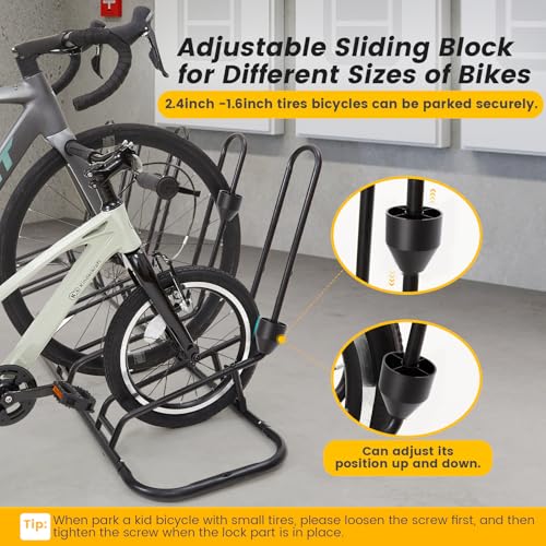 Kingarage Floor Bike Rack for 5 Bikes, Safeguard Disc Brakes & Derailleurs Design, Waterproof Bicycle Stand Indoor/Outdoor/Garage Use, Fits 12"-29" Tires, Upgraded 0.63" Steel Tubes for Stability