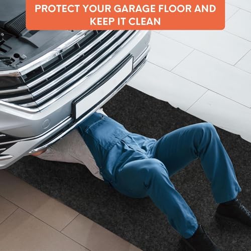 JERIA 2 Pcs 36 X 60 Inch Oil Spill Mat for Under Car Driveway,Oil Leaks Absorbent Oil Pad,Tape Rubber Mat Garage Floor with 16 PCS Tapes