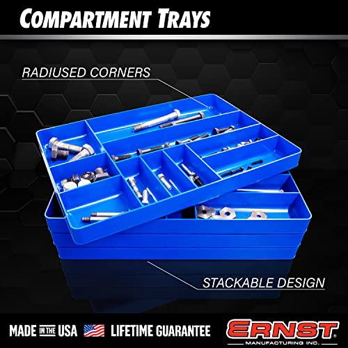 Ernst MFG 10 Compartment Drawer Organizer: Heavy Duty Stackable Tray for Automotive Tool Organization -Low Profile Toolbox - Nuts and Bolts, Tools, Parts, Easy to Clean - Black - Made in the USA