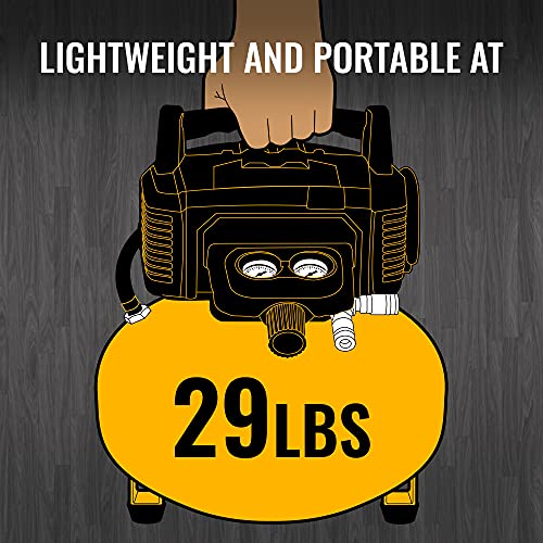 Bostitch 6 Gallon Pancake Air Compressor & 13 Piece Accessory Kit: Air Hose, Blow Gun and Adapter, Blow Chuck, Tire Gauge, Rubber Blow Gun Nozzle, Inflation Needle, and Male Quick Connect Plug