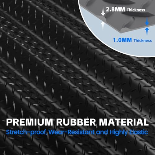 StellarStar 10x20 FT Garage Floor Mat, 2.8mm Thickened PVC Flooring Roll for Under Car, 200 SQFT Diamond Plate Black Garage Mats for Garage, Warehouse, Basement, Factory, Trailer (Include Tapes)