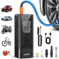 JUSUOX Tire Inflator Portable Air Compressor, Dual Power (Cordless & 12V DC) Air Pump for Car Tires, 150PSI Fast Air Pump for Moto, Bike, Large Capacity Battery, Digital Gauge with Emergency LED Light