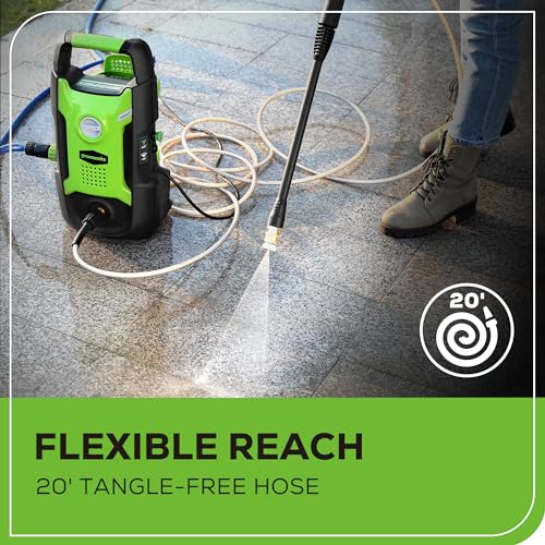 Greenworks 1600 PSI (1.2 GPM) Electric Pressure Washer (25°, 40°, Soap Applicator) Ideal For Cleaning Cars, Trucks, Boats, Outdoor Patio Furniture, Decks, and Windows