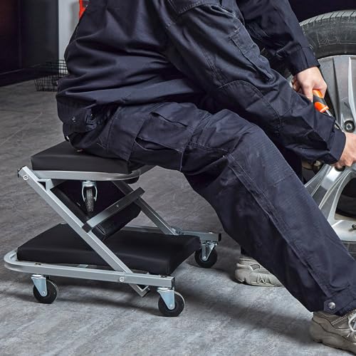 VEVOR Mechanic Creeper, Garage Gift, 36" Z Creeper Seat, 2 in 1 Mechanic Gifts, 300 lbs Capacity, Low Profile Creeper with 6 pcs Wheels in Garage/Shop for Fathers Day Tool Gift