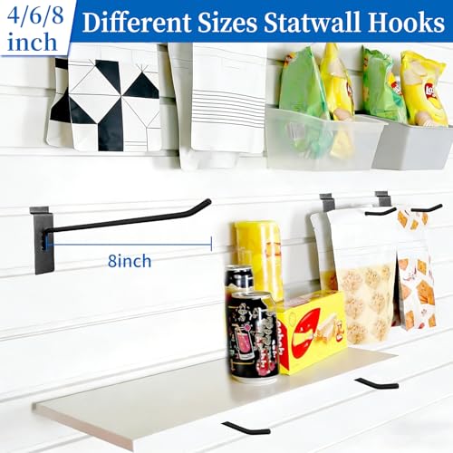 ZHLZHL 60 Pack Slatwall Hooks,4/6/8 Inch Heavy Duty Slat Wall Hooks Different Size Black Slatwall Accessories,peg Hooks for slatwall for Garages,Retail Stores
