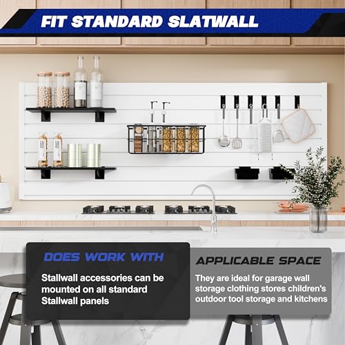 janasse 35-Piece Metal Slatwall Accessories Set for Garage Storage, Includes Wire Baskets, Heavy-Duty Hooks, Shelves & Bins, Fits Standard Slatwall Panels
