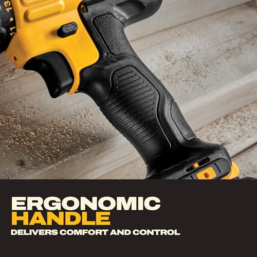 DEWALT 20V Max Cordless Drill Driver Set, 2 Speed, High Performance Motor, Includes 2 XR 1.3Ah Li-Ion Batteries, Charger and Contractor Bag (DCD771C2)