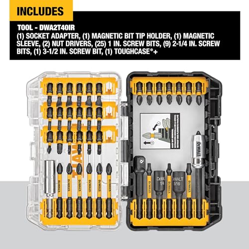 DEWALT Screwdriver Bit Set, 40 Pcs. Impact Ready, FlexTorq Impact Driver Bit Set with Storage Case (DWA2T40IR)
