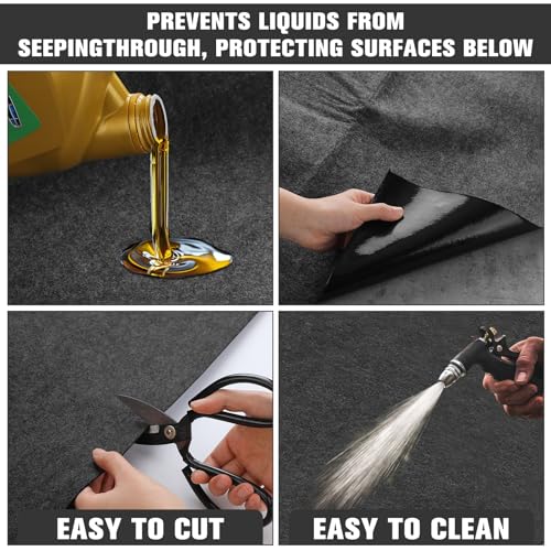 Drydiet 4 Pcs 36 x 72 Inch Oil Spill Mat for Under Car, Driveway, Motorcycle - Absorbent Pad for Garage Drip Leaks With Rubber Backing - Reusable, Washable, Non-Slip, Protects Floor