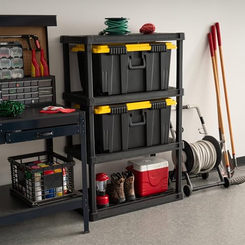 IRIS USA 22 Gallon Rolling Footlocker Pro with Wheels, 2 Pack - Made in USA, Lockable Storage Trunk, Heavy Duty Foot Locker for Storage, Camping Gear & Garage Organization