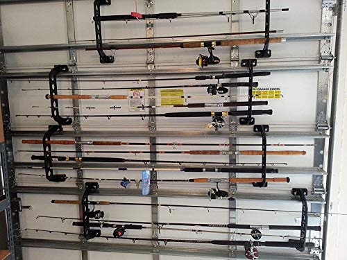 Cobra Storage Garage Door Storage Rack - 21" Black ABS Plastic Fishing Rod Holder - Ultimate Garage Organization for Fishing Gear and Equipment, Saltwater Fishing Gear