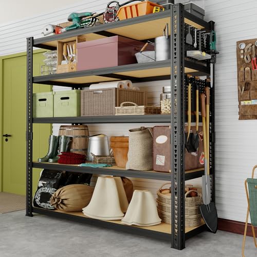 ZEUKMXOO 40''W Garage Storage Shelves, Storage Racks Shelving Units, Storage Shelves Heavy Duty, Adjustable Metal Shelves with 2 Pegboards for Basement, Warehouse, Pantry, Kitchen, 2200 LBS