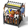 CACHOLIV Garage Sports Equipment Organizer with Wheels - Garage Ball Storage with Elastic Rope and 6 Hooks - Home Gym Storage for Basketball Soccer - Outdoor Storage Rack for School Playground (Black)