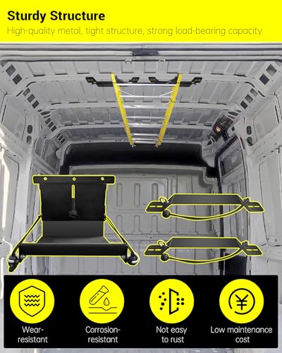 Universal Van Interior Ladder Storage Holder, Adjustable Internal Ladder Rack Fit for Van/Trailer/Truck Roof, Securely Stores Ladders in Vehicle, with Mounting Screws