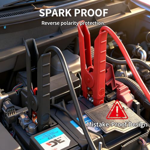 Amcelooy 2000 Peak Amp Car Battery Jump Starter, 12V Booster for Up to 8.0L Gas & 8.0L Diesel Engines, Portable Jump Box with LED Light, USB & DC Ports