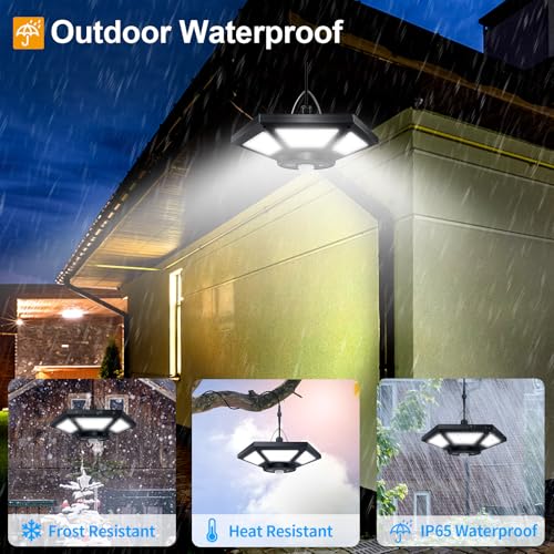 AEQ Solar Shed Light Indoor Outdoor Work in Daytime with Remote Control, 360° Lighting Waterproof Solar Indoor Lights with Motion Sensor/Timer/5 Modes for Home Garage Barn