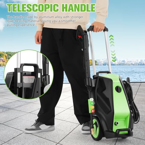 Imdot Heavy Duty 5000PSI 4.0GPM Electric Pressure Washer with 33FT Hose, 4 QC Nozzles for Cars/Fences/Patios/Home Cleaning, Deep Green