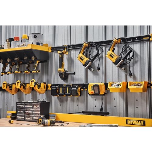 DEWALT Battery Organizer, Holds up to 4 Batteries, Mount Rail, Workshop Storage System Compatible (DWST82819)