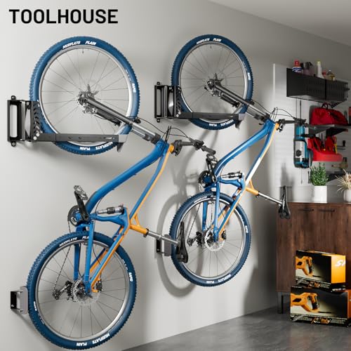 Swivel Bike Rack Wall Mount, Bike Hangers for Garage, Space-Saving Vertical Bike Holder, Holds up to 77 lbs, Bicycle Wall Hanger Storage, No Heavy Lifting Required Indoor Hanging Bike Rack-Gray