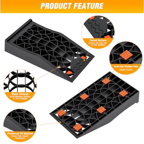 Nilight Car Ramps, Portable Low Profile Vehicles Service Ramp for Home Garage Maintenance, 10,000lb GVW Capacity, 2 Pack