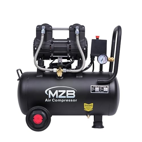 MZB 6.4 Gallon Ultra Quiet Air Compressor 110V/60Hz Steel Tanks Oil-Free 70dB Noise Level Air Compressor with Wheels for Spray Painting, Auto Repair, Carpentry Decoration