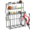 Kificet 4 Bike Stand, Bike Rack Garage with 3-Tier Storage Rack, Bicycle Stand for Garage Organizer, Indoor Sporting Gear Storage Station for Mountain/Road/Hybrid & Fat Tire Bike, Patent Pending