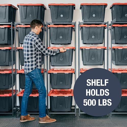 CleverMade Double Tote Tower 10-Bin Organizer Rack for 27 Gallon Storage Totes, Heavy-Duty Garage Storage Shelving Unit, Vertical Bin Rack for Pantry, Laundry Room & Shed, Black