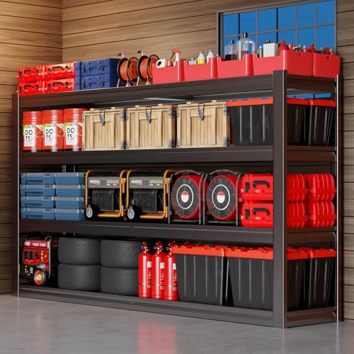 PMKES 67" Wide Garage Shelving Unit, 67" W x 24" D x 68" H, Heavy Duty Garage Storage Shelves,3500 LBS Capacity, Industrial Adjustable Shelves for Basement Warehouse