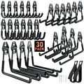 Housolution Steel Garage Hooks - 30Pack Anti-Slip Coating, Heavy Duty Wall Mount Hooks for Bikes, Garden Tools, Ladders, Hose, Bulk Items Ropes, Garage Tool Organizer with Extension Cord Wrap, Black