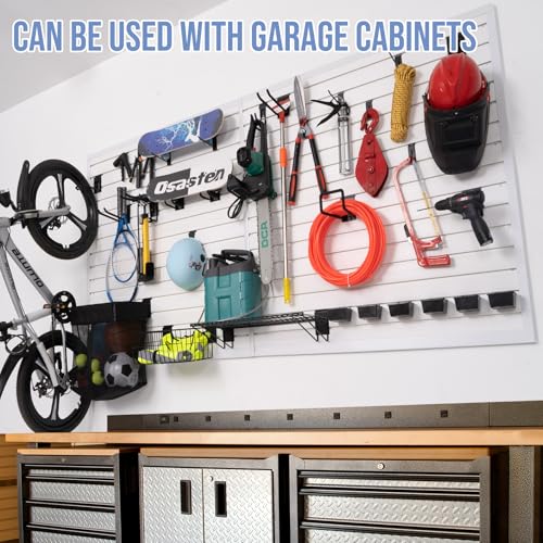 Slatwall Panels Garage Slat Wall Storage Systems Garage Wall Organizer, Slatwall Panels Slat Board PVC Wall Panels Slatwall Displays Garage Tool Organizer Wall Mount Slate Wall, White, 8'Lx4'W