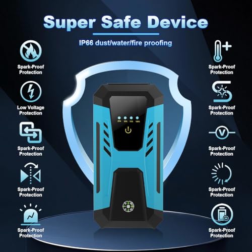 Gehopow 12v Jump Starter for 10.0L Gas/8.0L Diesel, 6000A Peak Car Battery Jumper Starter Portable, IP66 Waterproof Jump Box with Emergency Light and Storage Case