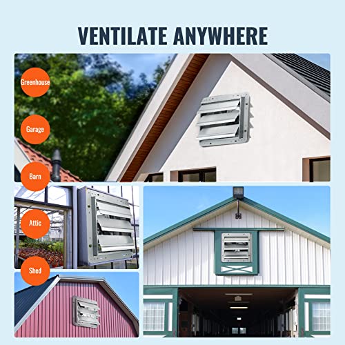 VEVOR 10'' Shutter Exhaust Fan, High-speed 820 CFM, Aluminum Wall Mount Attic Fan with AC-motor, Ventilation and Cooling for Greenhouses, Garages, Sheds, Shops, FCC