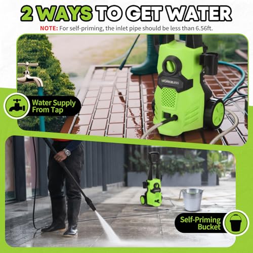 WorkBless Electric Pressure Washer, w/23ft Hose & 18ft Cord, Angle-Adjustable Nozzle, Foam Cannon, Power Washer for Car, Driveway, Patio, Fence, House Cleaning