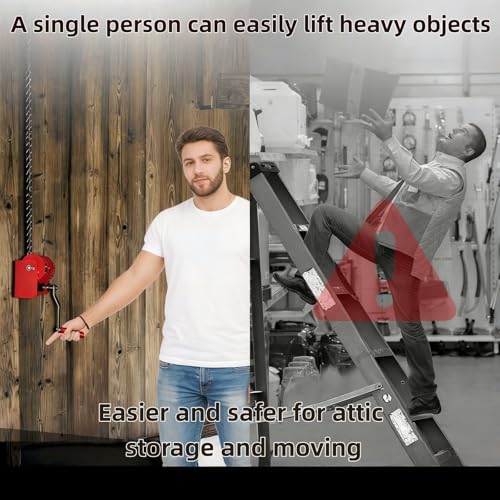Overhead Garage Lifting Storage Rack, Garage Storage Lift, Garage Ceiling Hoist Organizer for 300 Lb Capacity, Pulley System Supports Ceilings 8-16 Feet High Garage, Easy to Install