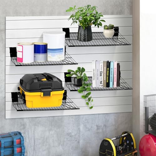 PYBTOOL Slatwall Shelves, Slatwall Accessories, Slat Wall Wire Shelf, Heavy Duty Gargage Storage Slatwall Shelf(2 Pack) (24-Inch Width)