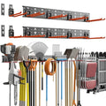 TORACK Garden Tool Organizer Wall Mount, Garage Folding Chair Storage Rack, Tools Rack for Shovels, Rakes, Broom, Ladders, Hooks for Keyhole Style Shelving Unit