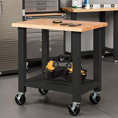 Seville Classics UltraHD Heavy-Duty Rolling Workstation, for Garage, Warehouse, Office, Classroom, Graphite, 36" W x 24" D x 37.5" H