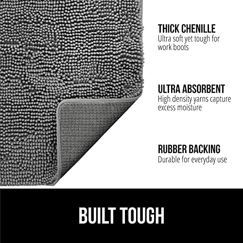 GORILLA GRIP SoakSTOPPER Door Mat, 24x17, Gray and Rug Corner Grippers, OneSize, Black Bundle