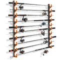 bruwaa 2 Pack Horizontal Fishing Rod Holders for Garage Wall & Ceiling, Anti-Scratch Soft PU Pad Rod Rack, Fishing Pole Storage Organizer Holds up to 10 Rod, Wall Mount Rod Keepers for Casting Rods