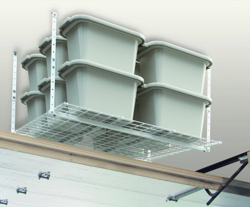 HyLoft Overhead adjustable Garage Storage Rack,Heavy Duty Steel Garage Storage System, 45-Inch x 45-Inch, White