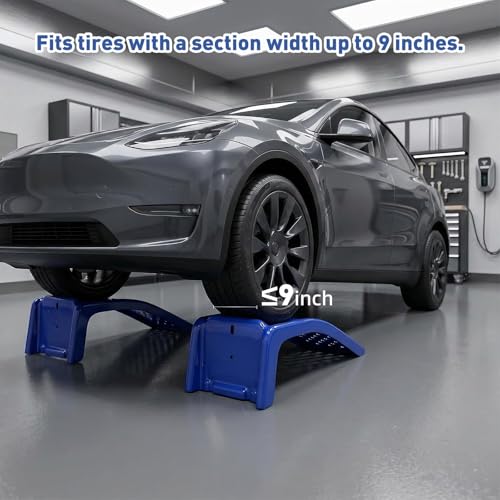 Heavy Duty Car Ramps for Oil Changes, 2 Pack Solid Steel Vehicle Ramps, 8,000 LBS Capacity Per Pair, 35" x 12" x 9.5", Auto Service Ramps, 9" Tire Track Width, Traction Hole Surface, Blue