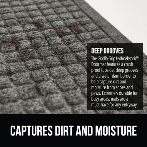 GORILLA GRIP SoakSTOPPER Door Mat, 24x17, Gray and HydroABSORB Door Mat, 29x17, Gray Bundle