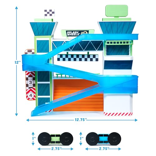 Tub Works® Splash Wheels™ Bathtime Raceway Car Ramp Toddler Bath Toy | Race Car Track with 2 Water-Activated Light-Up Racers | Light Up Bath Toys Flash & Change Colors | Engaging Bathtub Toys for Kids