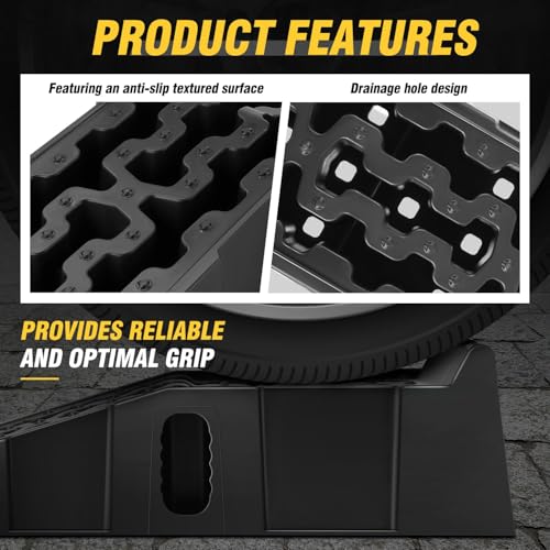 DNA Motoring 6.7" Car Lift Ramp, 9.6" Working Width, 2-Pack Vehicle Parking Ramp Stand - 7.2T G.V.M Capacity, Multifunctional Portable Ramp for Car Service, TOOLS-00816