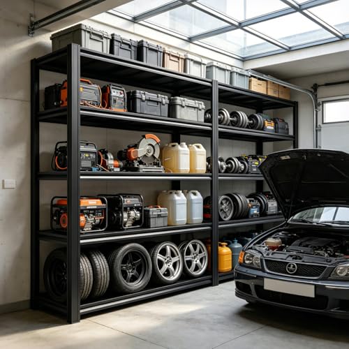 KIFDYTH 84 H*55 W*24.05 D Storage Shelves Heavy Duty, 3500 LBS Garage Shelving, 5 Tier Adjustable Metal Garage Shelving Units, for Garage Storage, Warehouses, Basement