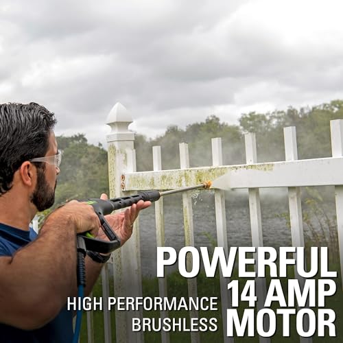 Greenworks 2300 PSI (2.3 GPM Max) Electric Pressure Washer (25°, 40°, Soap, and Turbo Nozzle) For Use On Decks, Fences, Concrete Patios, Sidewalks & More. Medium-Duty
